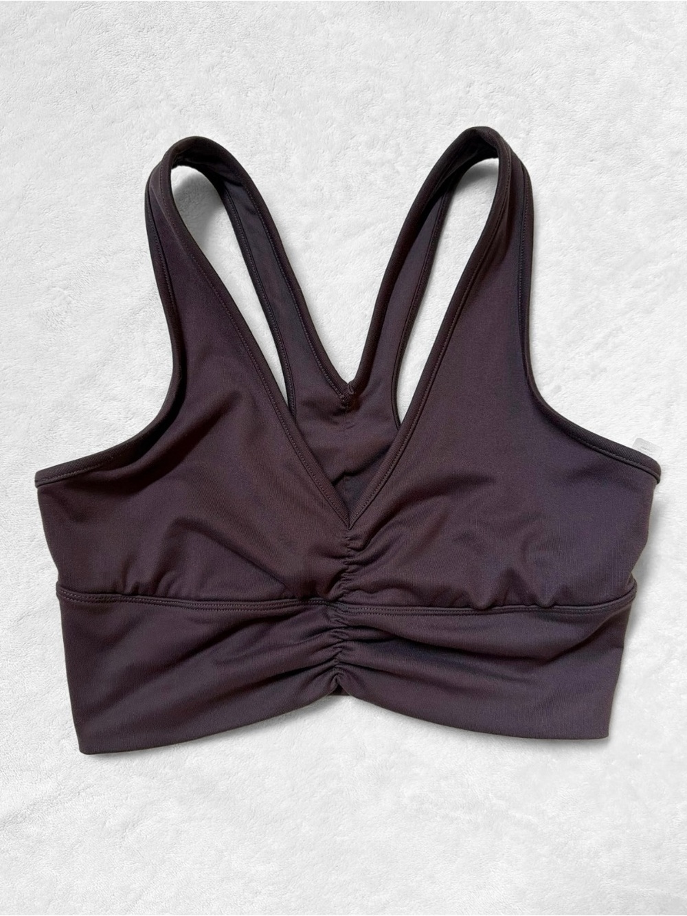 ALO Yoga Wild Thing Ruched Sports Bra – Espresso – Small